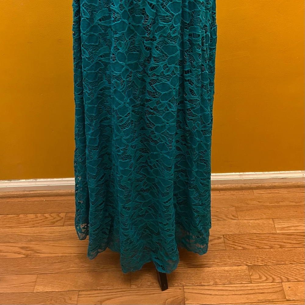 LuLaRoe Teal Lace Maxi Skirt Size M - Picture 3 of 3